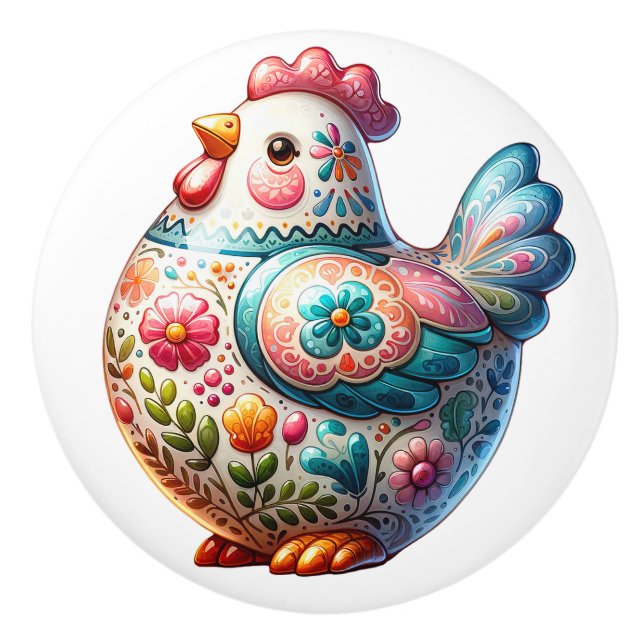Bouton De Porte En Céramique Poulet en céramique (Devant)
