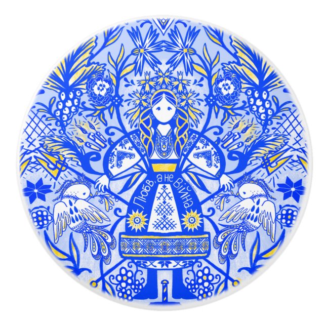 Bouton De Porte En Céramique Poupée ukrainienne en céramique (Devant)
