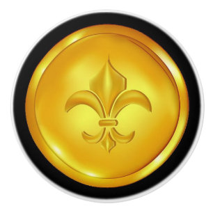 Bouton De Porte En Céramique Pulls Fleur De Lis Gold - SRF