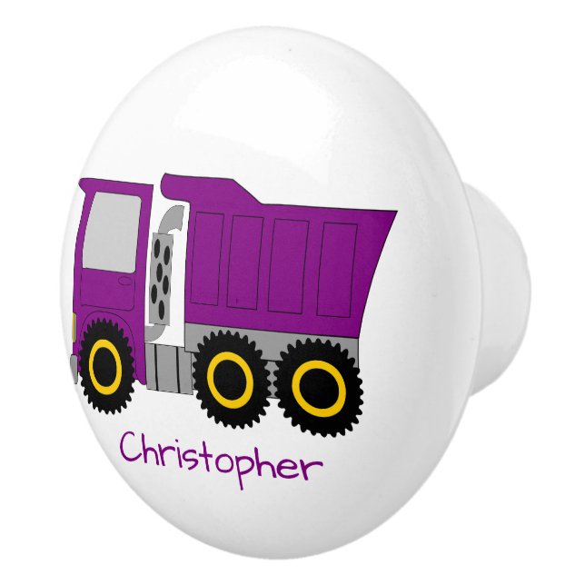 Bouton De Porte En Céramique Purple Truck Design Personalised (Droite)