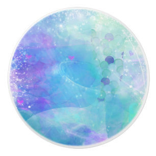 Bouton De Porte En Céramique Queue de sirène aquarelle Fantaisie Océan Enchanté
