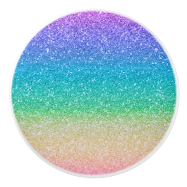 Bouton De Porte En Céramique Rainbow Glitter Sparkle Glamour (Devant)