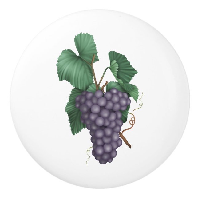Bouton De Porte En Céramique Raisins pourpres (Devant)