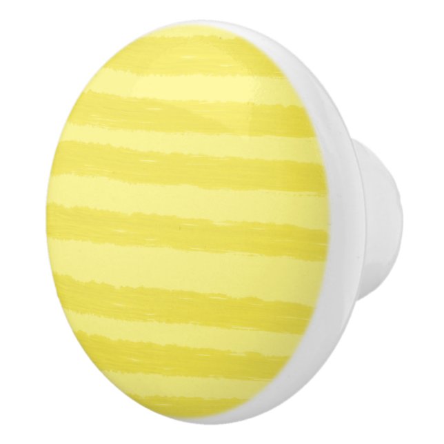 Bouton De Porte En Céramique Rayures d'aquarelle jaune soleil (Droite)