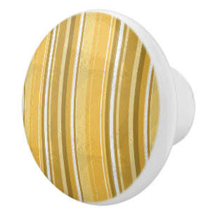 Bouton De Porte En Céramique Rayures Jaune