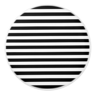 Bouton De Porte En Céramique Rayures noires et blanches