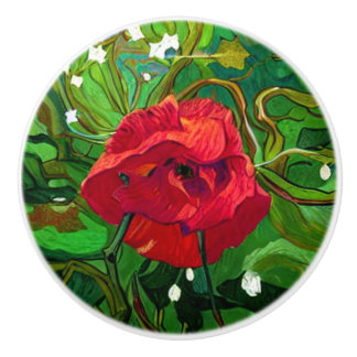 BOUTON DE PORTE EN CÉRAMIQUE RED ROSE