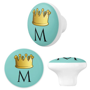 Bouton De Porte En Céramique Regal Monogramme Couronne de mer douce Vert