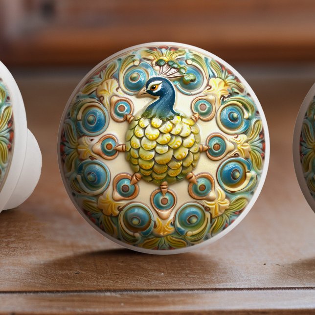 Bouton De Porte En Céramique Regal Peacock Elegance Ceramic Knob Pull (Créateur téléchargé)