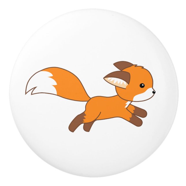 Bouton De Porte En Céramique Renard coureur mignon (Devant)