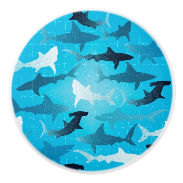 Bouton De Porte En Céramique requins ! (Devant)