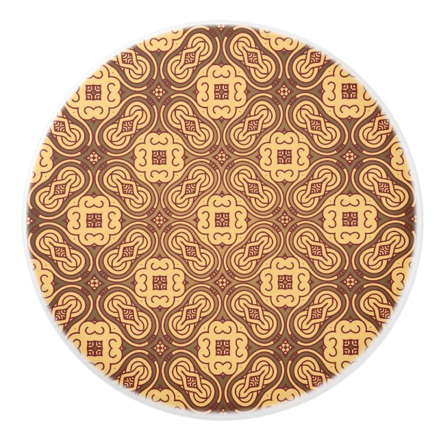 Bouton De Porte En Céramique Rétro arrière - plan coloré de motif (Devant)