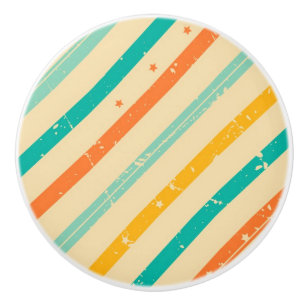 Bouton De Porte En Céramique Rétro motif rayé grunge