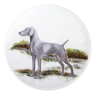 Bouton De Porte En Céramique Ron Hevener Weimaraner Chien