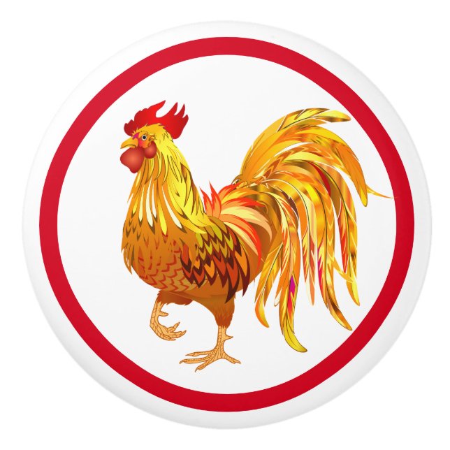 Bouton De Porte En Céramique Rooster Ceramic Cabinet Knob (Devant)