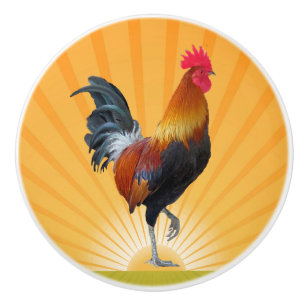 Bouton De Porte En Céramique Rooster de structure colorée Design Ceramic Knob