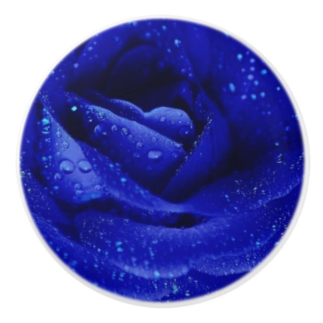 Bouton De Porte En Céramique Rose bleu (Devant)