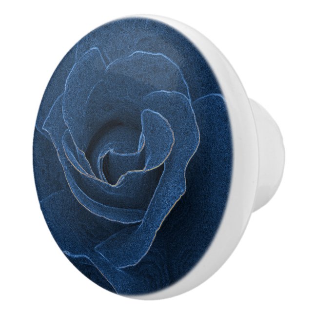 Bouton De Porte En Céramique Rose bleu velours (Droite)