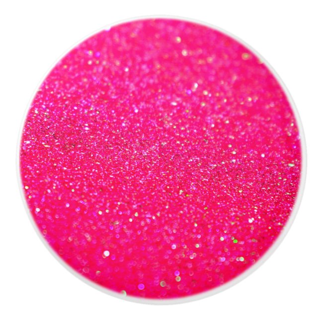 Bouton De Porte En Céramique Rose chaud brillant (Devant)