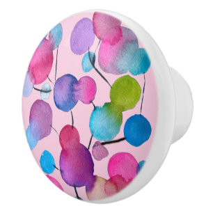 Bouton De Porte En Céramique Rose coloré amusant design d'art abstrait