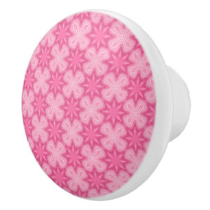 Bouton De Porte En Céramique Rose Et Blanc