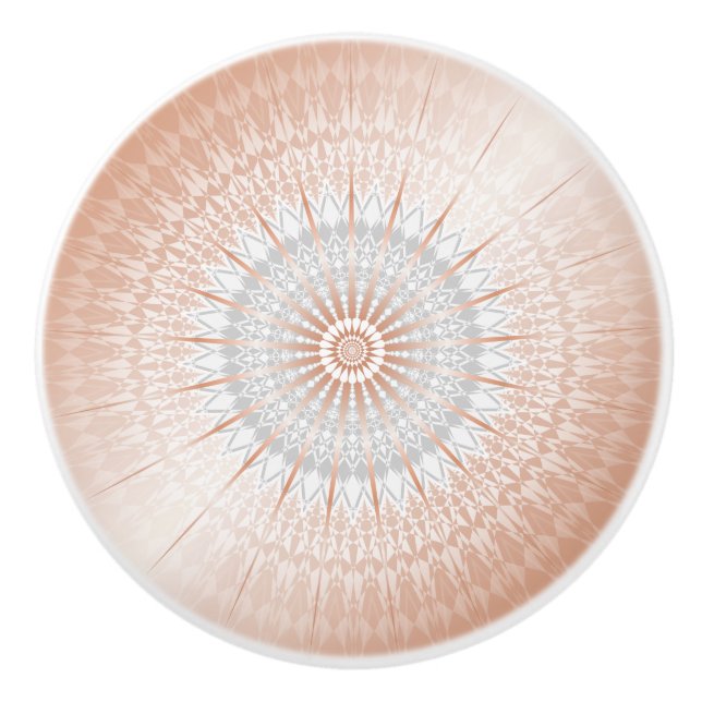 Bouton De Porte En Céramique Rose Gold Grey Mandala (Devant)