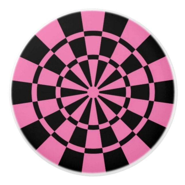 Bouton De Porte En Céramique rose, noir (Devant)