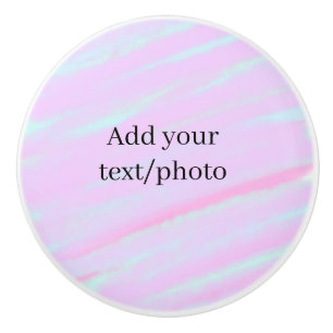 Bouton De Porte En Céramique Rose pastel vert ajouter photo texte aquarelle rét
