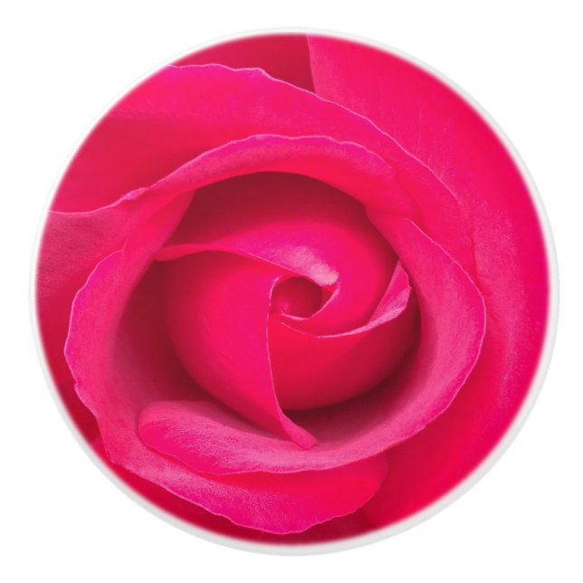 Bouton De Porte En Céramique Rose rouge romantique (Devant)
