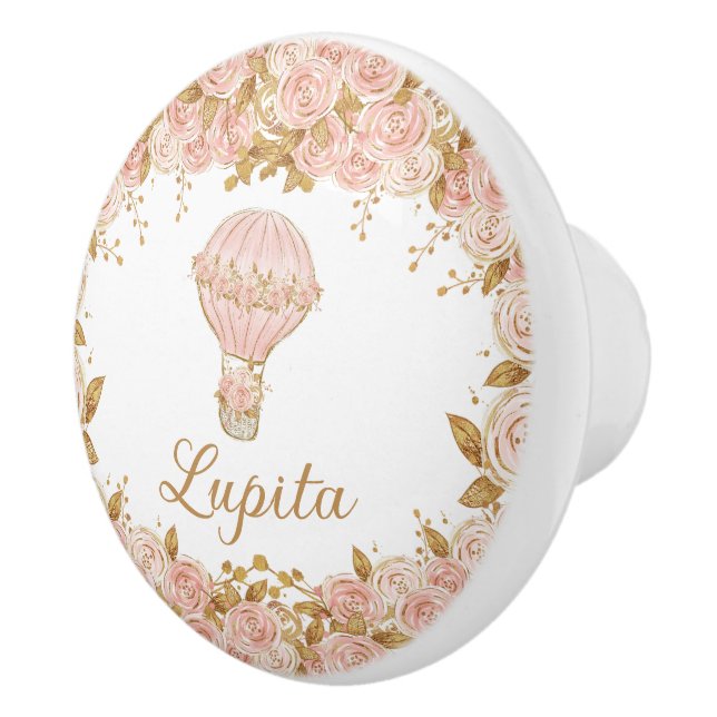 Bouton De Porte En Céramique Rose vintage Hot Air Balloon Nursery (Droite)