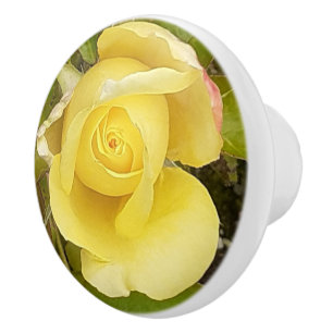 Bouton De Porte En Céramique Rosebud jaune