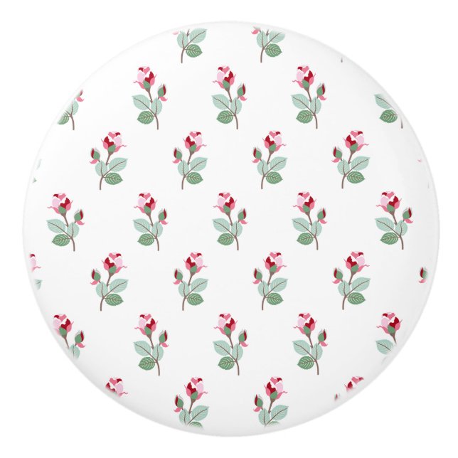Bouton De Porte En Céramique Rosebustes rose Fille Chic (Devant)