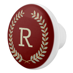 Bouton De Porte En Céramique Rouge et Faux Parties scintillant Wreath Ceramic K