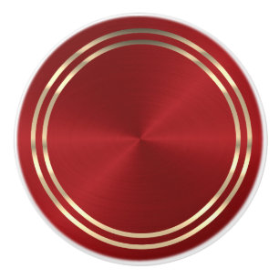 Bouton De Porte En Céramique Rouge et or