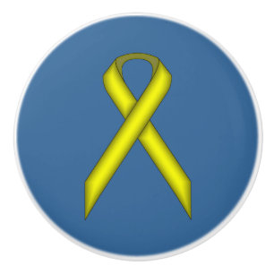 Bouton De Porte En Céramique Ruban standard jaune par Kenneth Yoncich