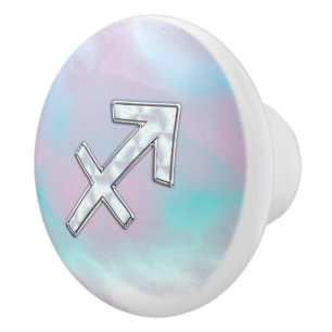 Bouton De Porte En Céramique Sagittarius Zodiac signe sur la Mère de la Décor P