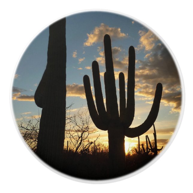 Bouton De Porte En Céramique Saguaro Sunset II Arizona (Devant)