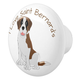 Bouton De Porte En Céramique Saint Bernard Chien Design