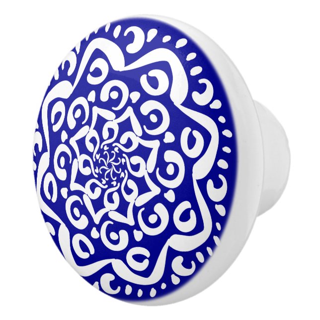 Bouton De Porte En Céramique Sapphire Mandala (Droite)