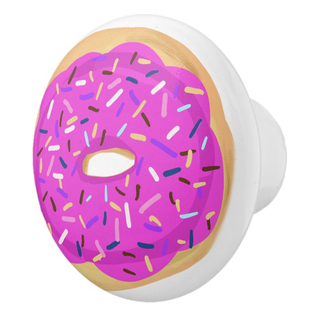 Bouton De Porte En Céramique Sauce givrée saupoudrée rose (Droite)