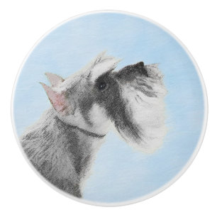 Bouton De Porte En Céramique Schnauzer (Giant, Standard) Peinture - Chien Art