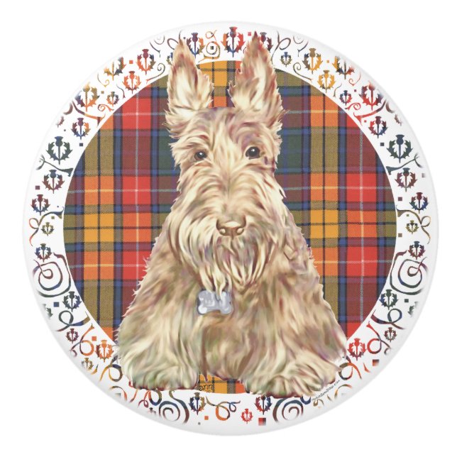 Bouton De Porte En Céramique Scottish Terrier (Devant)