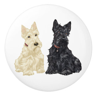 Bouton De Porte En Céramique Scottish Terrier Knobs