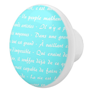 Bouton De Porte En Céramique Script français Aqua