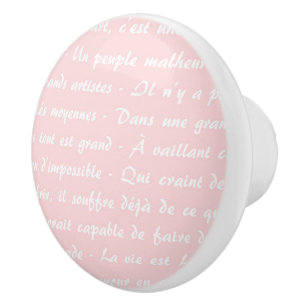 Bouton De Porte En Céramique Script français rose en poudre
