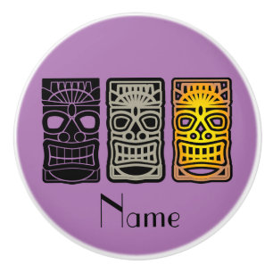 Bouton De Porte En Céramique Sculptures Triple Tiki Thunder_Cove