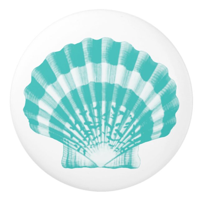 Bouton De Porte En Céramique Sea Shell - eau douce et blanche (Devant)