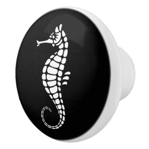 Bouton De Porte En Céramique Seahorse White