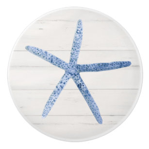Bouton De Porte En Céramique Sèche-fleur de plage Coquillage Moderne Barbe Bleu