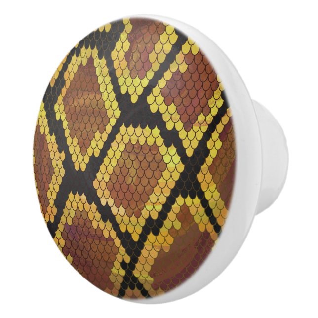 Bouton De Porte En Céramique Serpent Brown et impression or (Droite)